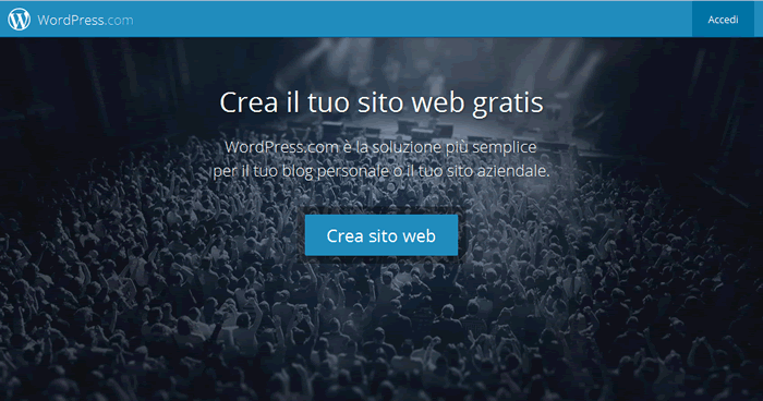 la home page di Wordpress