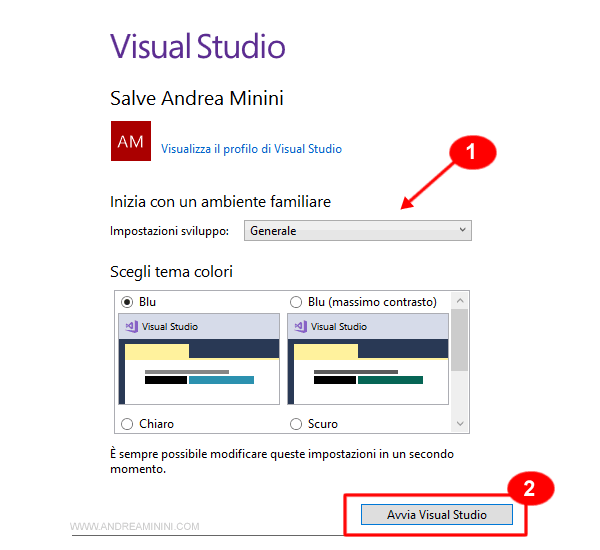 la configurazione di Visual Studio