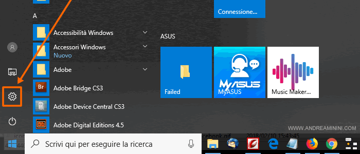 l'icona delle impostazioni di Windows