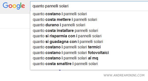 autocompilazione della query per trovare tutti i topic più rilevanti