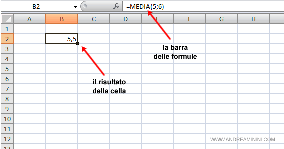 la barra delle formule