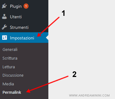 seleziono Impostazioni, poi Permalink