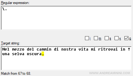 come trovare il punto in un testo con le espressioni regolari