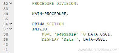 un esempio di istruzione cobol