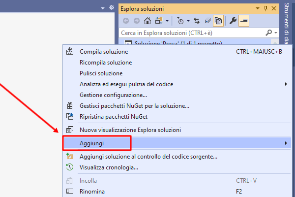 come aggiungere un nuovo progetto