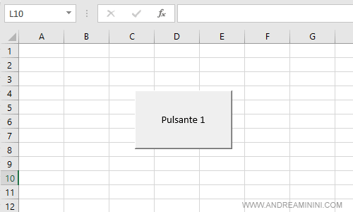 il pulsante viene aggiunto al foglio di lavoro