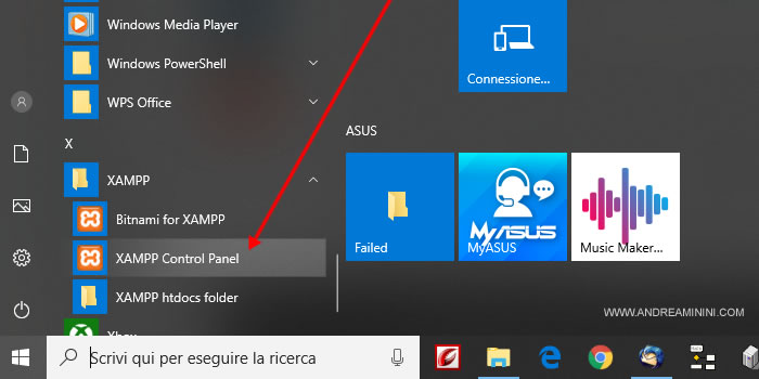 come avviare Xampp
