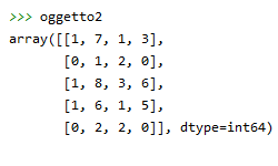 la struttura dati è compatibile con NumPy