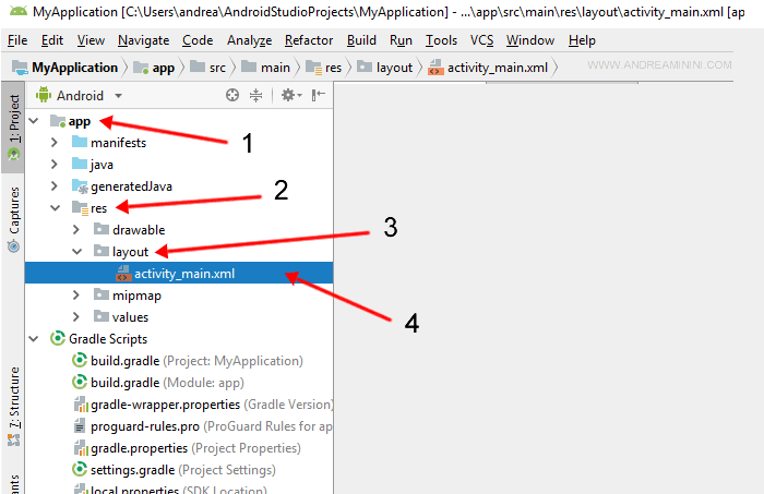 apro in modifica il file activity xml dell'app