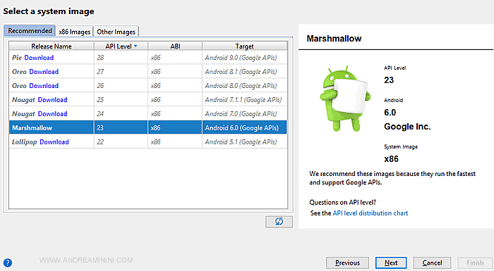 selezionare la release del sistema operativo