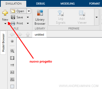 creo un nuovo progetto su Simulink