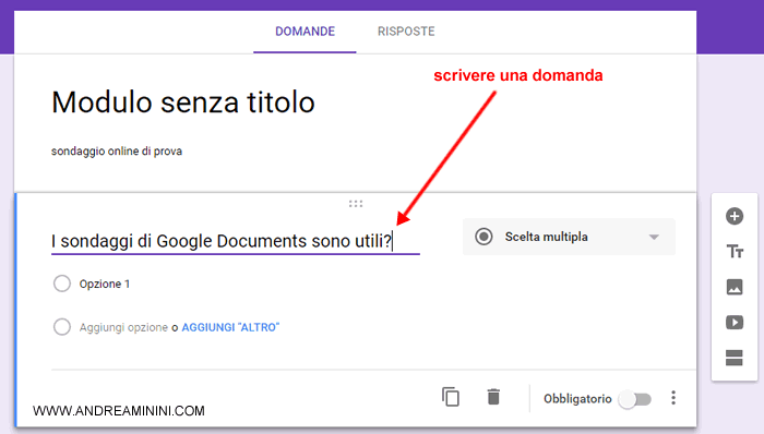 scrivo la domanda da porre al pubblico