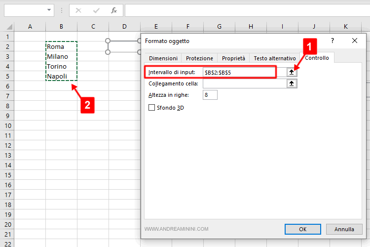 seleziono intervallo di input