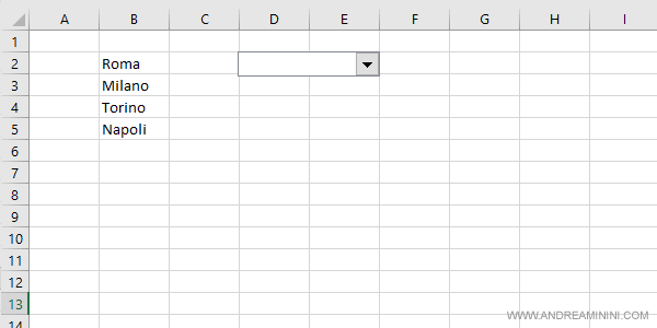 il menu a tendina nel foglio excel