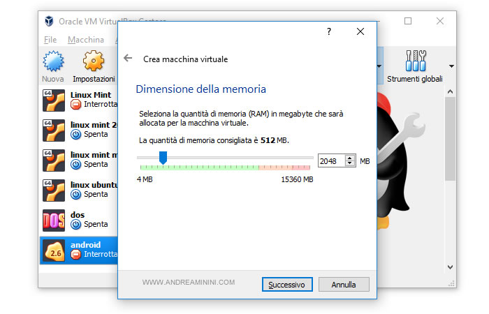 imposto la memoria RAM