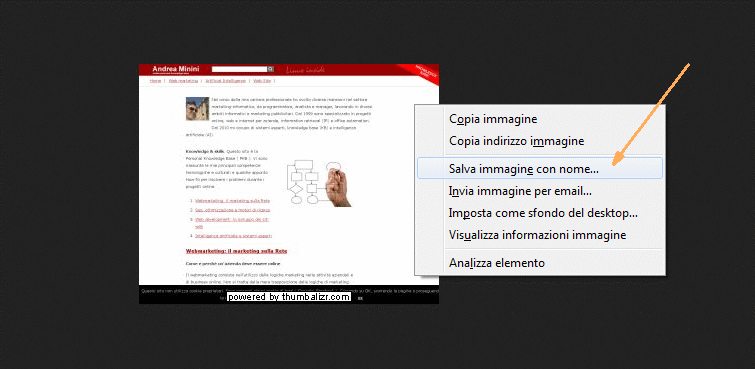 il salvataggio dell'immagine in anteprima