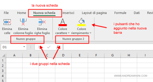 come creare una nuova barra multifunzionale su Excel