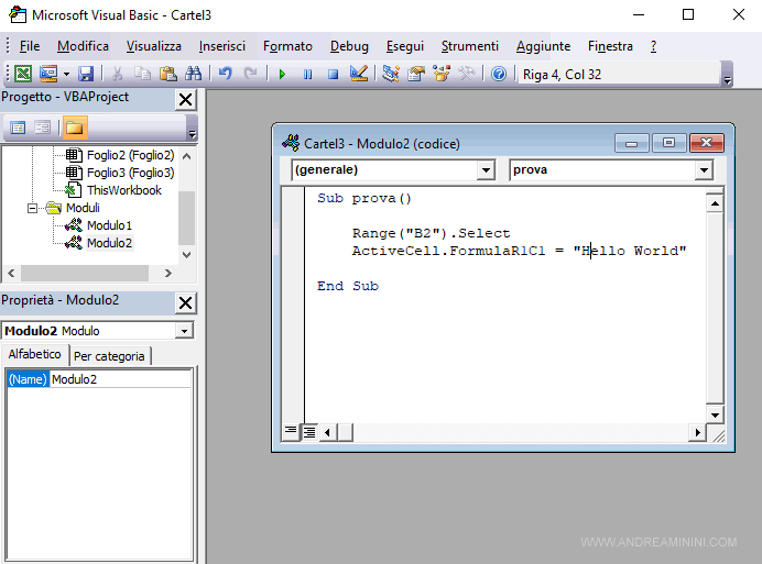 un esempio pratico di macro su Excel