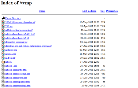 elenco dei files in una directory su Apache