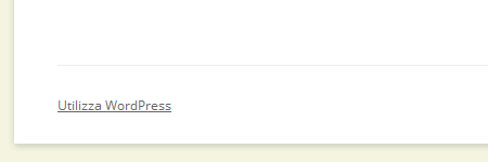la scritta utilizza Wordpress nel footer del sito web