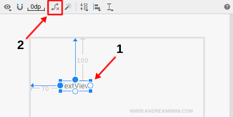 come eliminare tutte le constrains in Android Studio