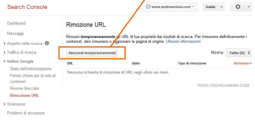 clicco sul bottone Nascondi temporaneamente