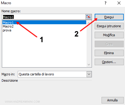 come eseguire la macro