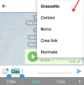 selezioanre grassetto