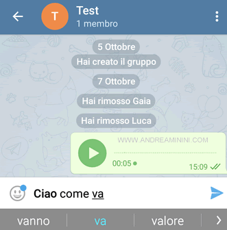 la parola selezionata è in grassetto