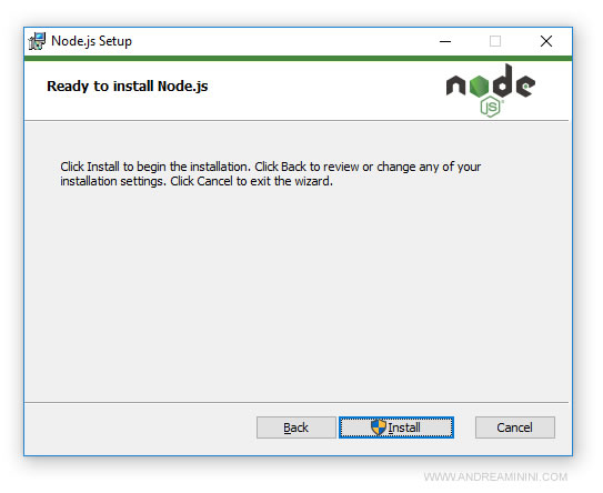premere su Install