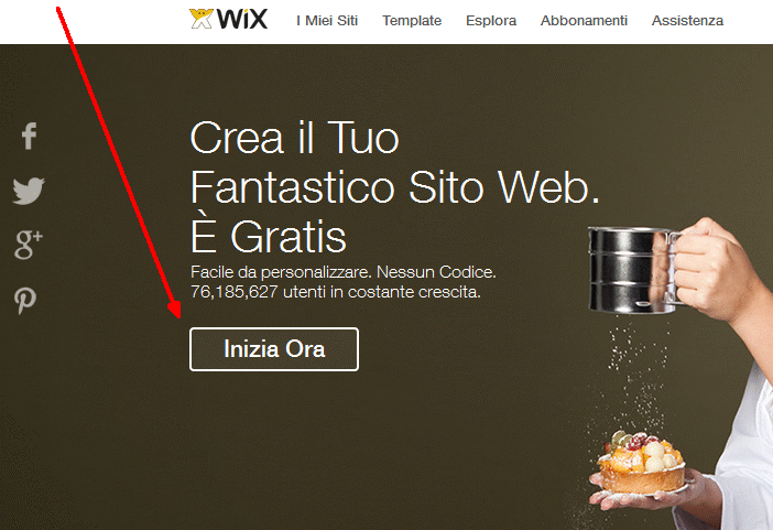 la home page del sito Wix