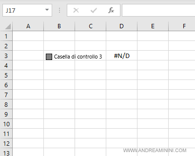la casella di controllo di tipo misto con il valore di default N/D