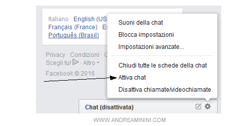 selezionare la voce attiva chat