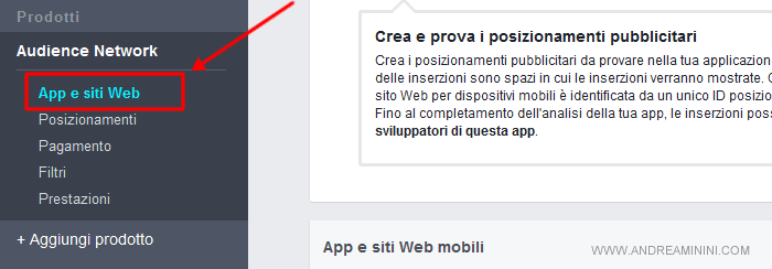 cliccare su App e siti web