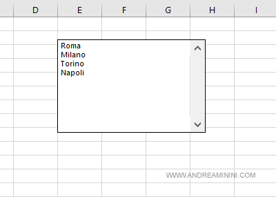 un esempio di casella di selezione su Excel