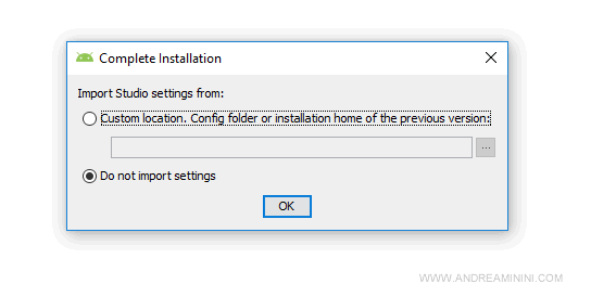 la configurazione di Android Studio