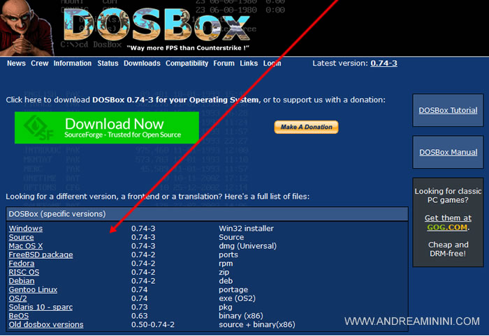 il sito di DosBox
