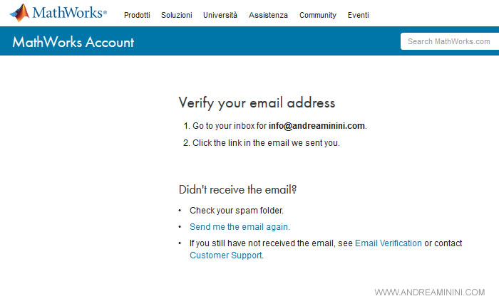 matlab invia una email di conferma