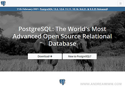 il sito ufficiale di PostgreSQL