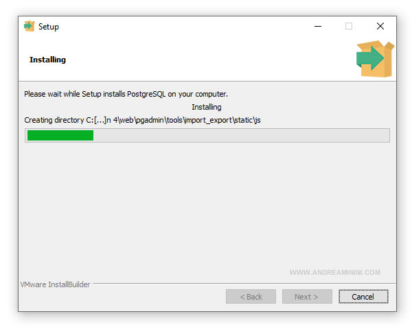 l'installazione di PostgreSQL sul PC