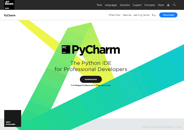 il sito ufficiale di PyCharm