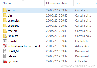il contenuto della directory tracer per Windows