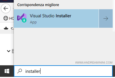 lancio l'installer di visual studio
