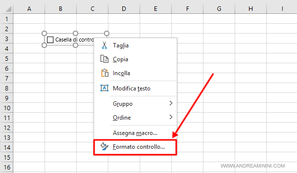 La casella di controllo in Excel