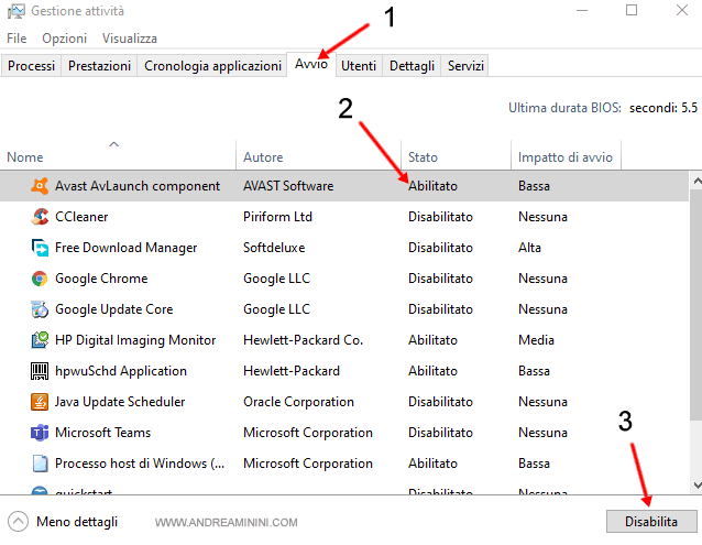 come disabilitare o abilitare l'avvio automatico di un programma