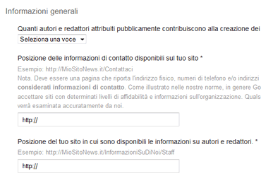 INFORMAZIONI GENERALI DEL SITO WEB DA PROPORRE