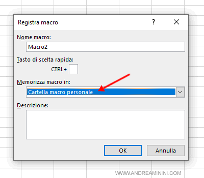 creo la macro nella cartella macro personale