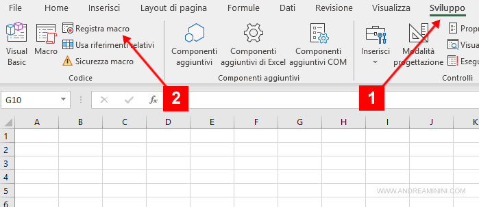 avvio la registrazione della macro