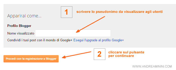 digitare il nome dello pseudonimo