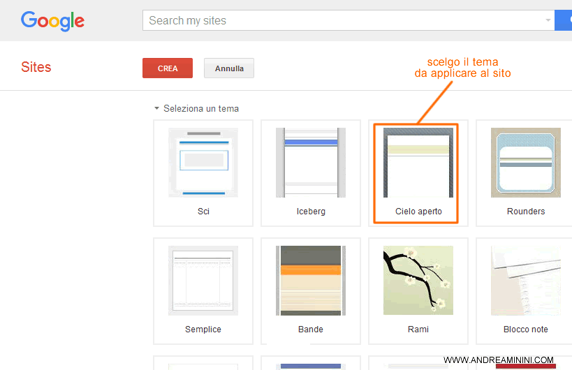 scelgo un tema da applicare al sito web